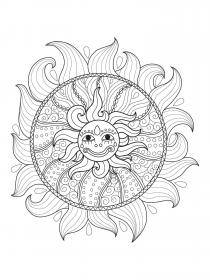 Sun coloring pages for Adults - Free printable
