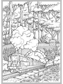 Train coloring pages for Adults - Free printable