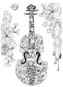 Violin coloring pages for Adults - Free printable