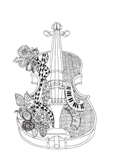 Violin coloring pages for Adults