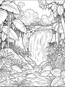 Waterfall coloring pages for Adults - Free printable