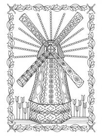 Windmill coloring pages for Adults - Free printable