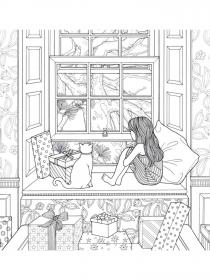 Window coloring pages for Adults - Free printable