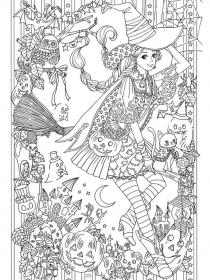 Witch coloring pages for Adults - Free printable