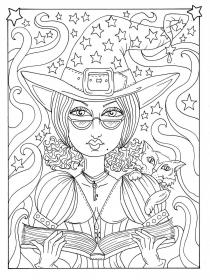 Witch coloring pages for Adults - Free printable