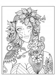 Woman-hair coloring pages for Adults - Free printable