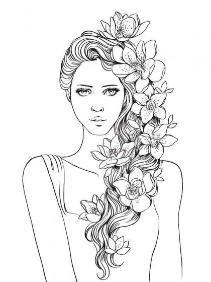 Woman Hair coloring pages for Adults