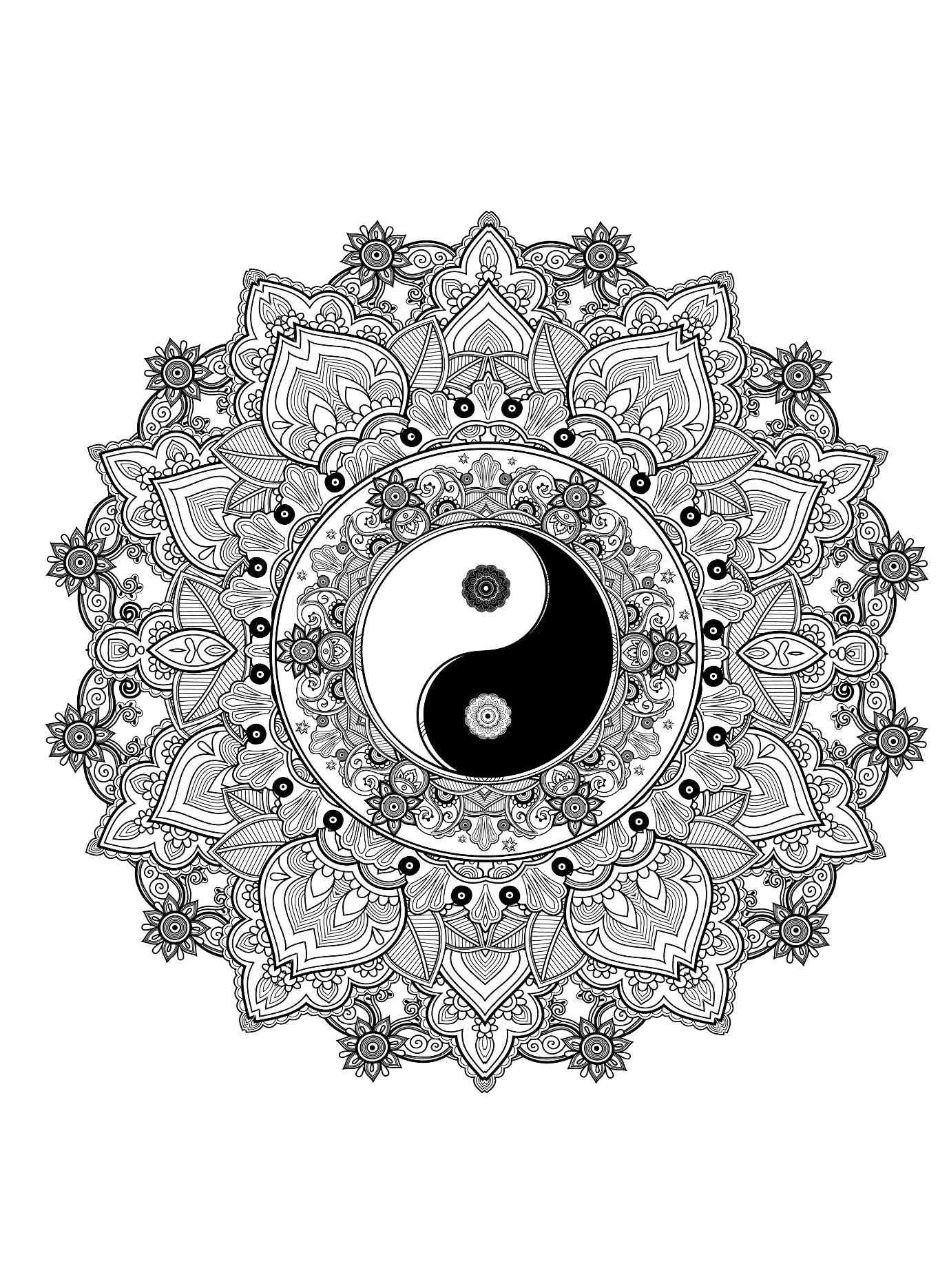 yin yang trippy coloring pages