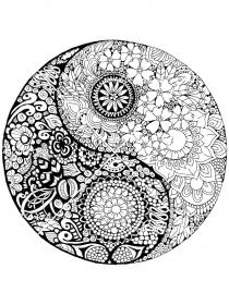 Yin and Yang coloring pages for Adults - Free printable