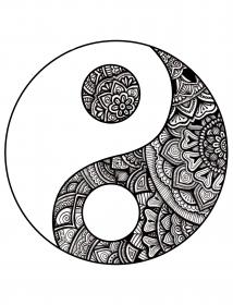 Yin and Yang coloring pages for Adults - Free printable