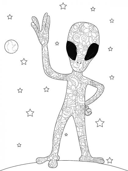 Aliens coloring pages for Adults