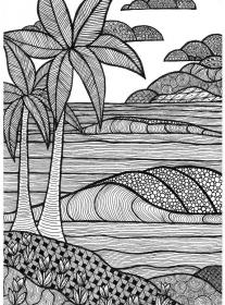 Beach coloring pages for Adults - Free printable