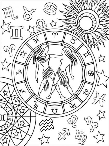 Zodiac signs coloring pages for Adults