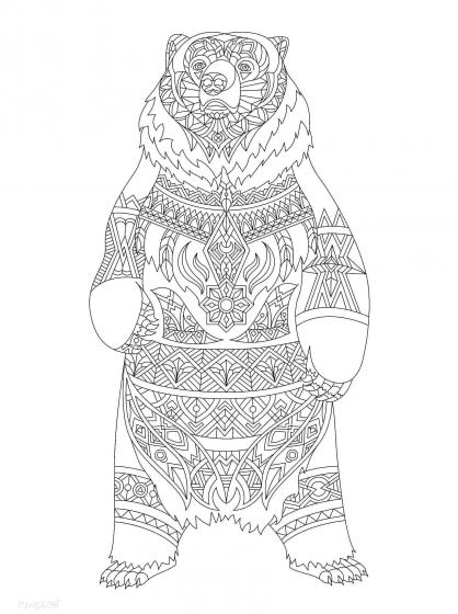 Bears coloring pages for Adults | Free Download and Print