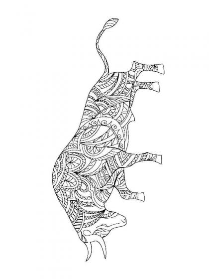 Bull coloring pages for Adults | Free Download and Print