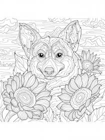 Corgi coloring pages for Adults - Free printable