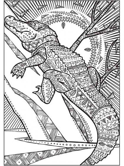 Crocodile coloring pages for Adults