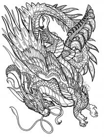 Dragon coloring pages for Adults - Free printable