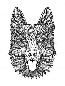 German Shepherd coloring pages for Adults - Free printable