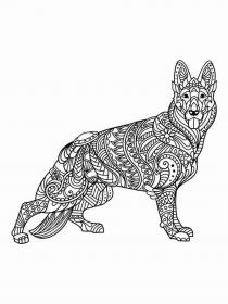 German Shepherd coloring pages for Adults - Free printable