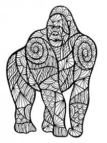 Gorilla coloring pages for Adults - Free printable