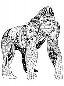 Gorilla coloring pages for Adults - Free printable
