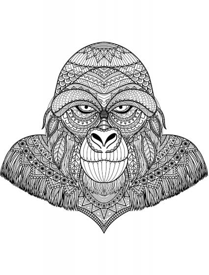 Gorilla coloring pages for Adults | Free Download and Print