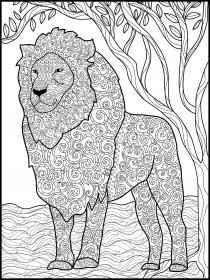 Lion coloring pages for Adults - Free printable