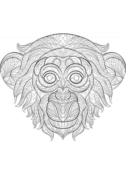 Monkey coloring pages for Adults