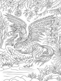 Pegasus coloring pages for Adults - Free printable