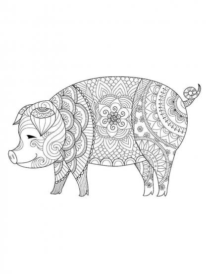 Pig coloring pages for Adults