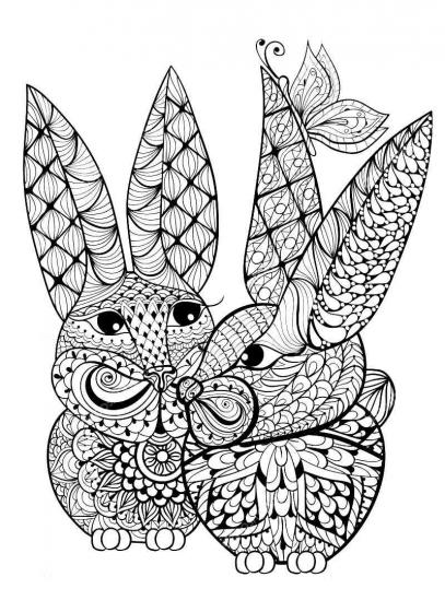 Rabbit coloring pages for Adults