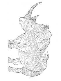 Rhino coloring pages for Adults - Free printable