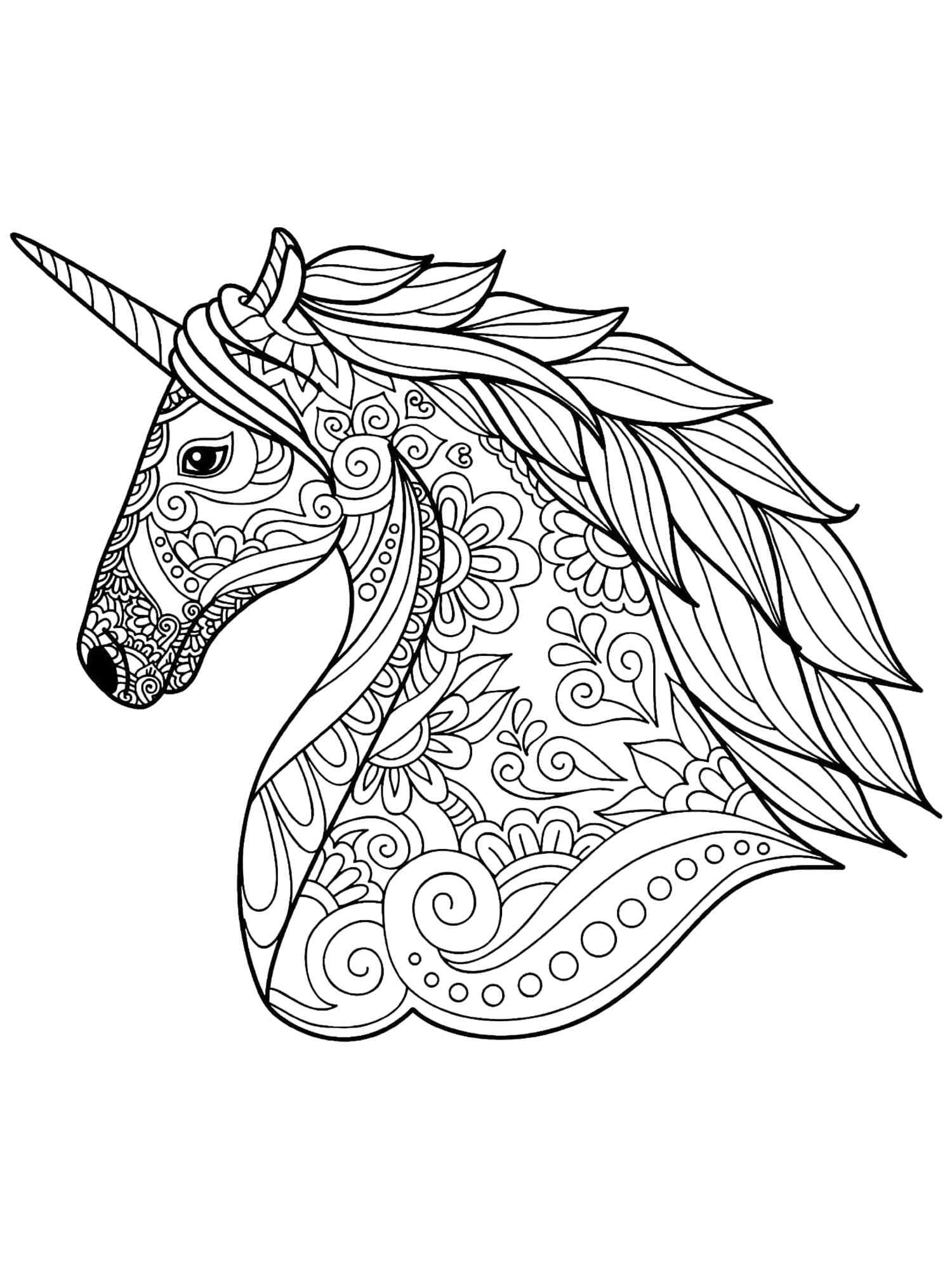 Unicorn coloring pages for Adults   Free Download and Print