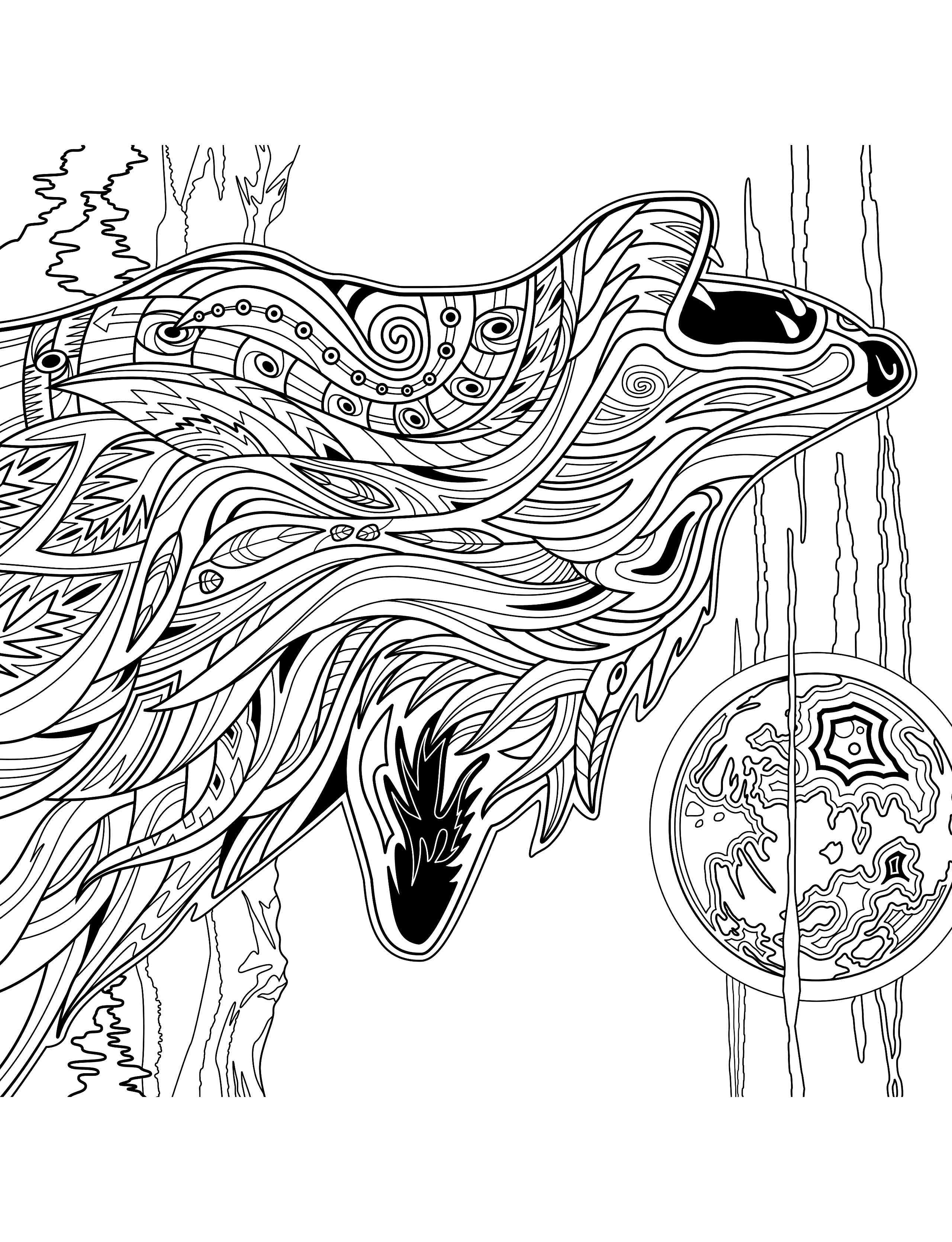 wolf coloring pages for adults free download and print