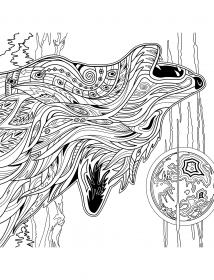 Wolf coloring pages for Adults - Free printable