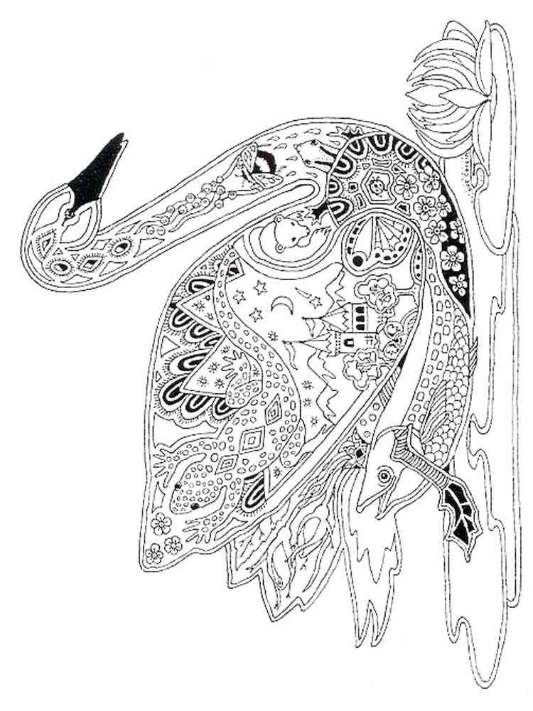 Swan adult coloring page Royalty Free Vector Image