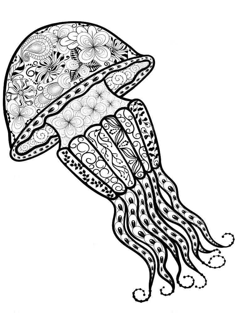 Jellyfish coloring pages for Adults | Free Download and Print