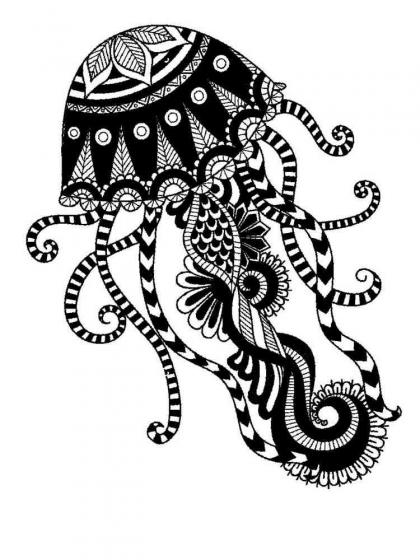 Jellyfish coloring pages for Adults | Free Download and Print
