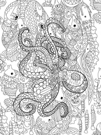 Octopus coloring pages for Adults