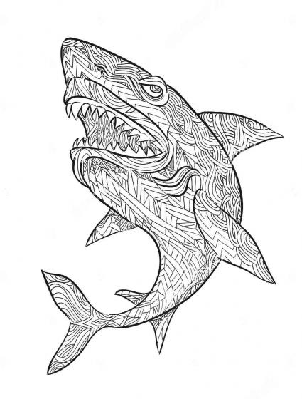 Shark coloring pages for Adults