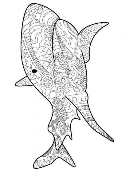 Shark coloring pages for Adults
