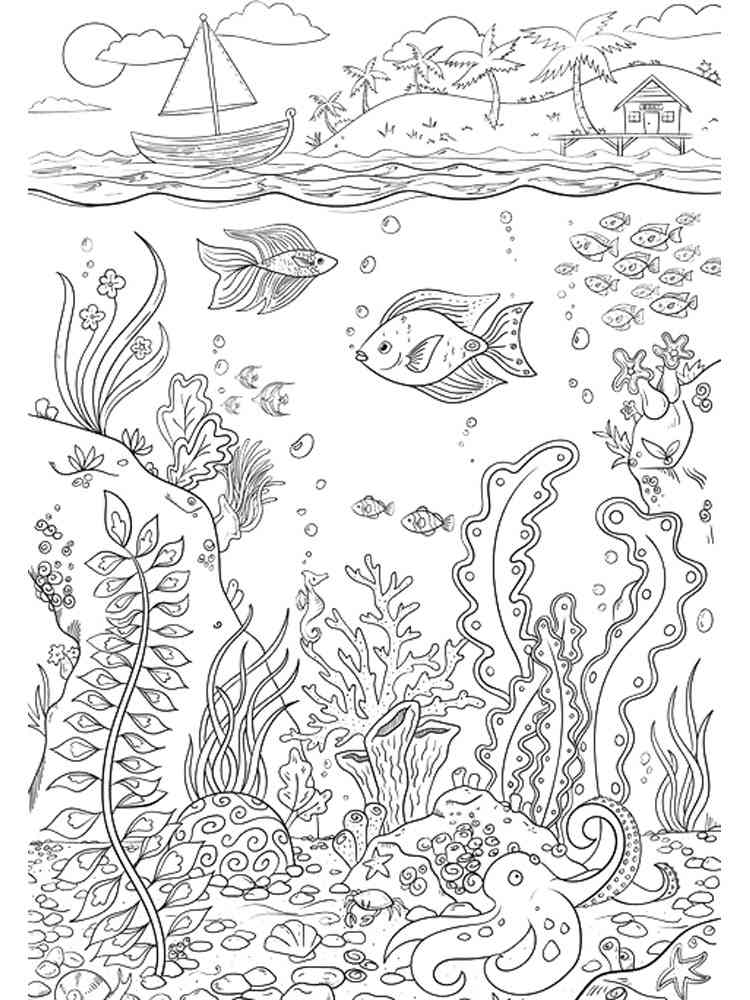 Underwater World coloring pages for Adults | Free Download and Print