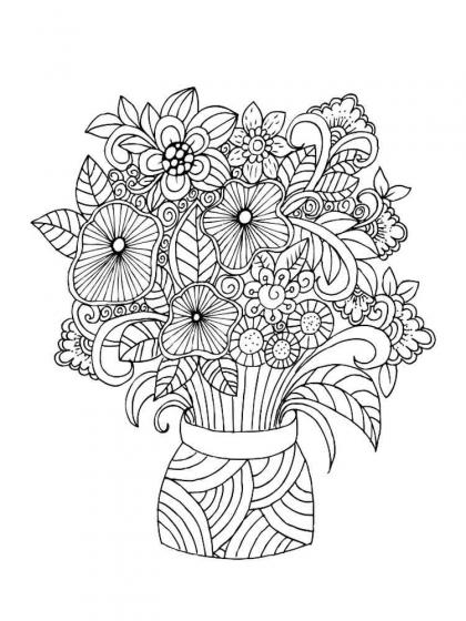 Bouquet of flowers coloring pages for Adults