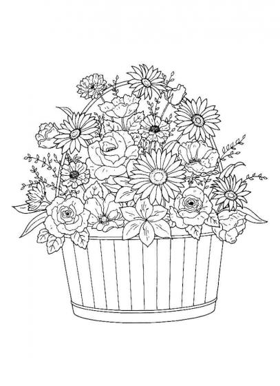 Bouquet of flowers coloring pages for Adults