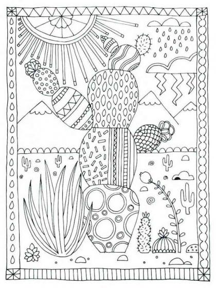 Cactus coloring pages for Adults | Free Download and Print
