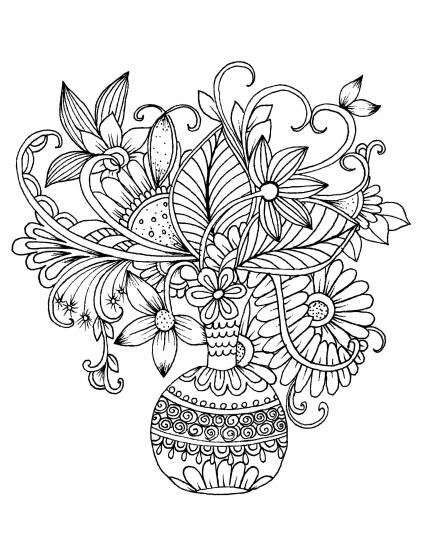 Flowers in Vase coloring pages for Adults