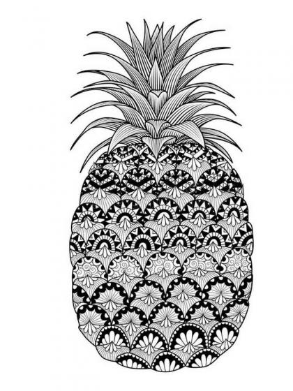 Pineapple coloring pages for Adults