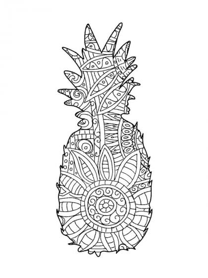 Pineapple coloring pages for Adults