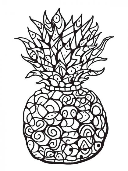 Pineapple coloring pages for Adults